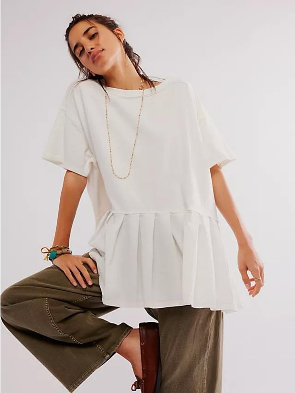 Free People We The Free Ran Somewhere Tunic Cream Size Small